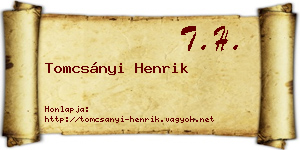 Tomcsányi Henrik névjegykártya